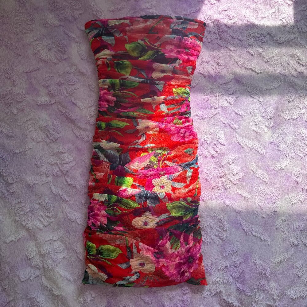 Express Floral Strapless Tube Dress, Size 6